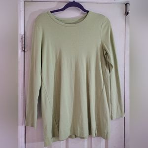 J Jill Womens Perfect Pima Long Sleeve Green Shirt Size Medium Petite PM